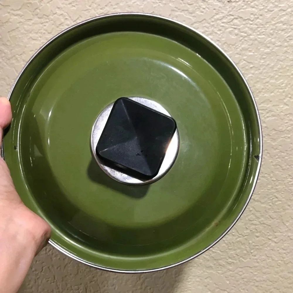 VTG SUPER RARE AVOCADO 70s REPLACEMENT LID WITH SQUARE KNOB HOLDER